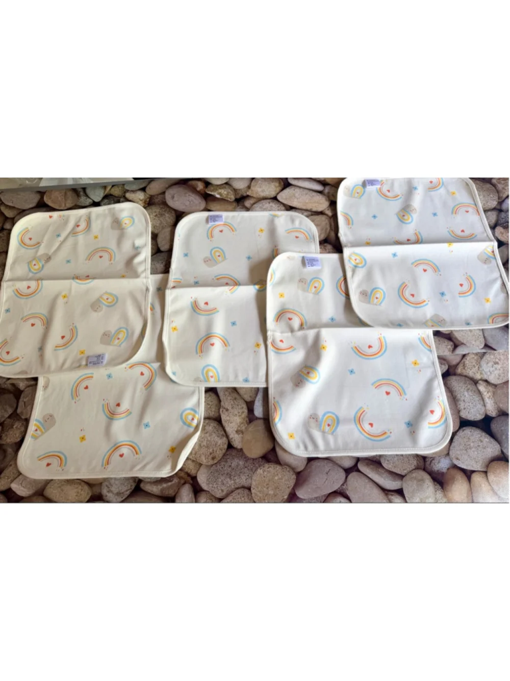 New-SET OF 5- SNAIL & RAINBOW BURP CLOTHES